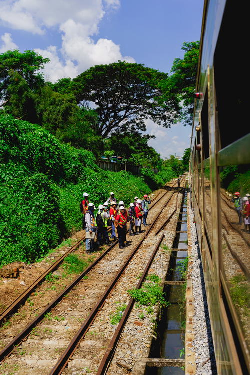 View outside a window of the Yangon Circle Line Train Myanmar Burma