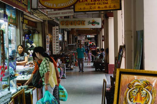 Gems jewelry jade vendors and shops at Bogyoke Scotts market in downtown Yangon Myanmar Burma