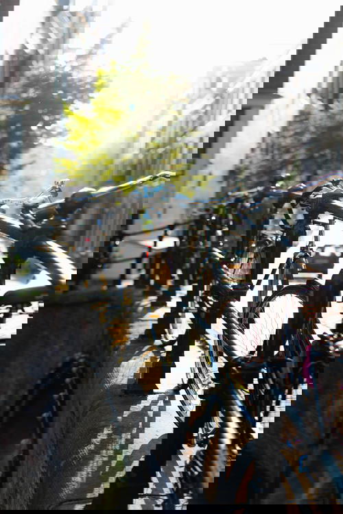 A bike parked on a bridge in The Netherlands.