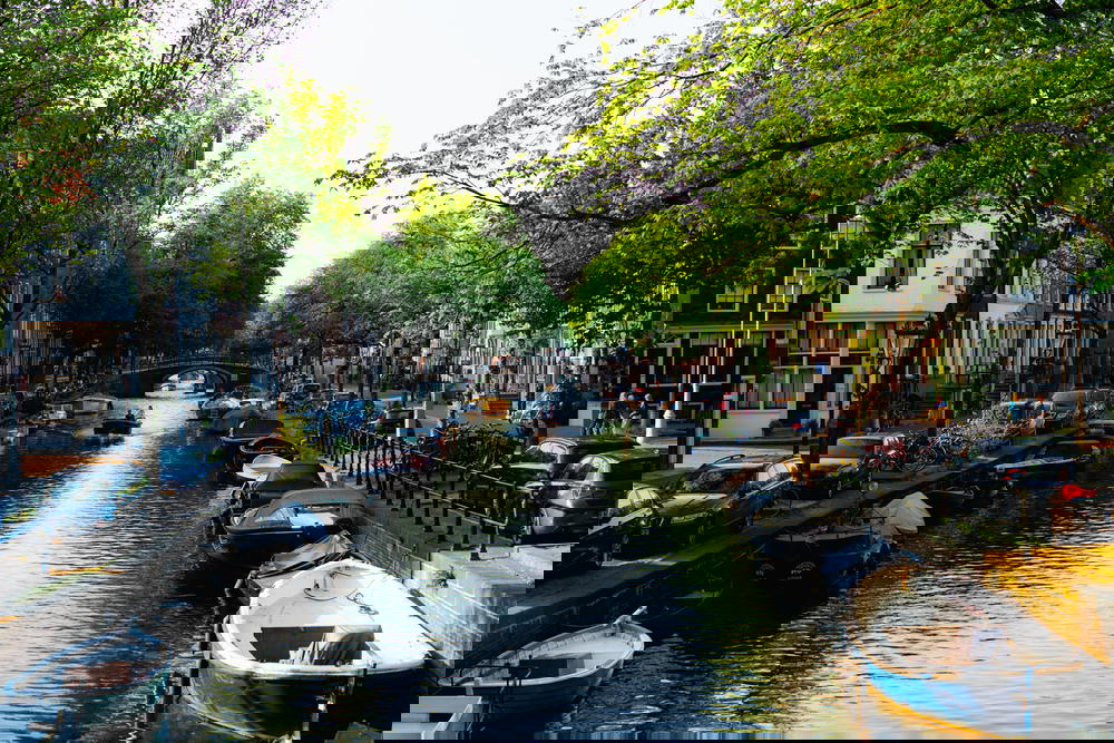 A picturesque canal in Amsterdam.