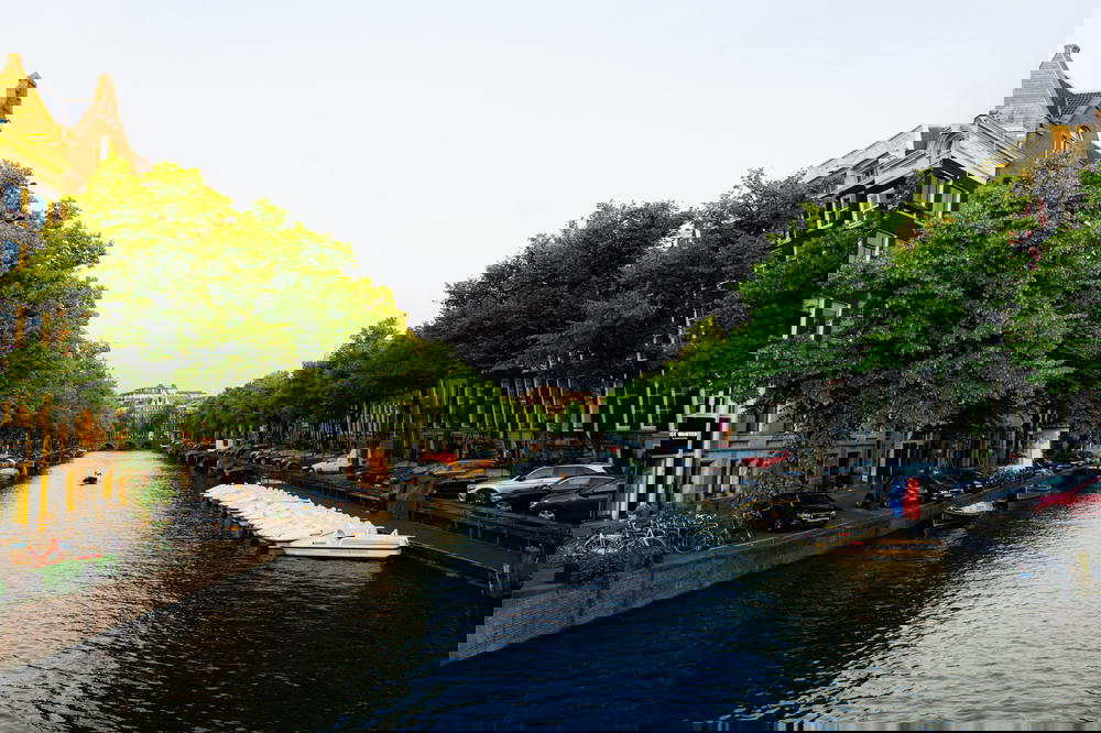 An architectural canal in Amsterdam, The Netherlands.