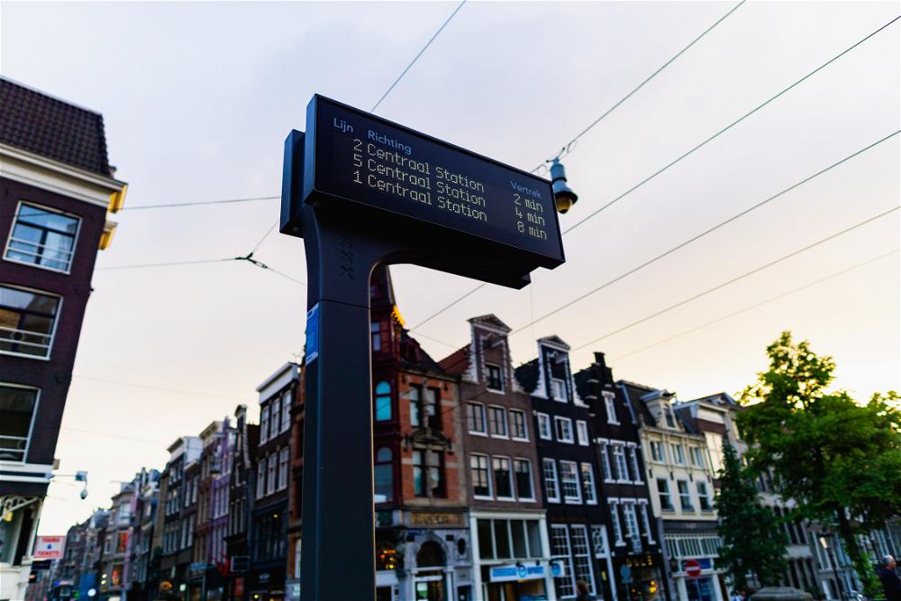 A street sign on a pole in Amsterdam, The Netherlands.