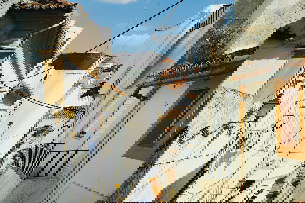 Whitewashed walls of a historic Portuguese village in the Alentejo region