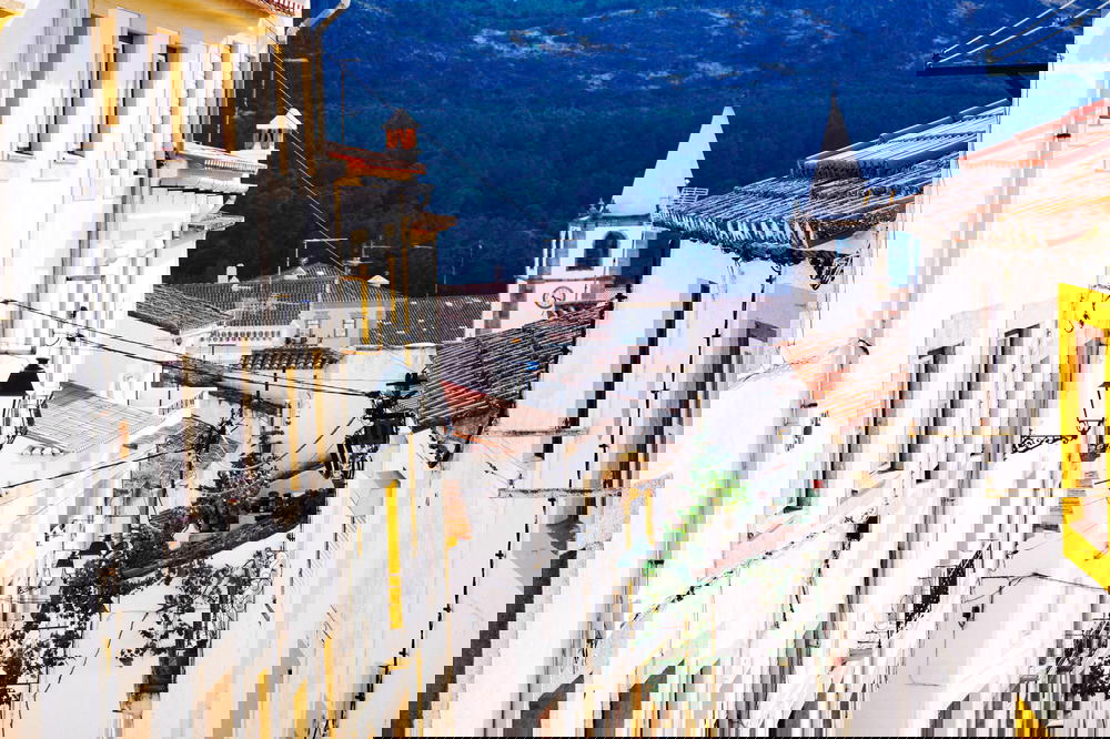 A narrow street in Portugal.