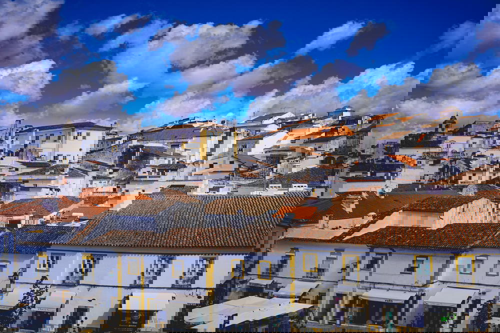 Rows of white homes and buildings in Evora