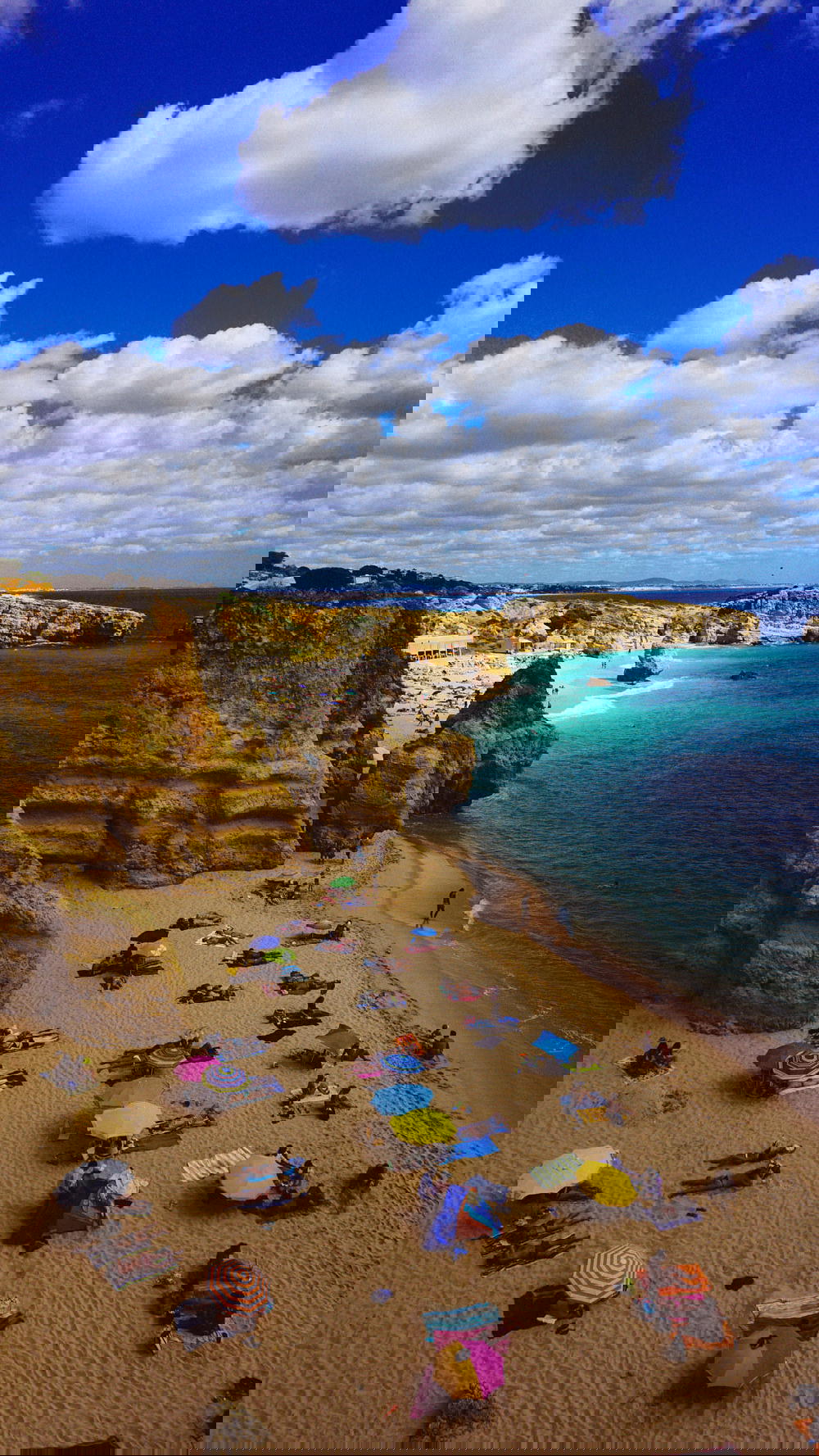A crowded beach in Portugal.