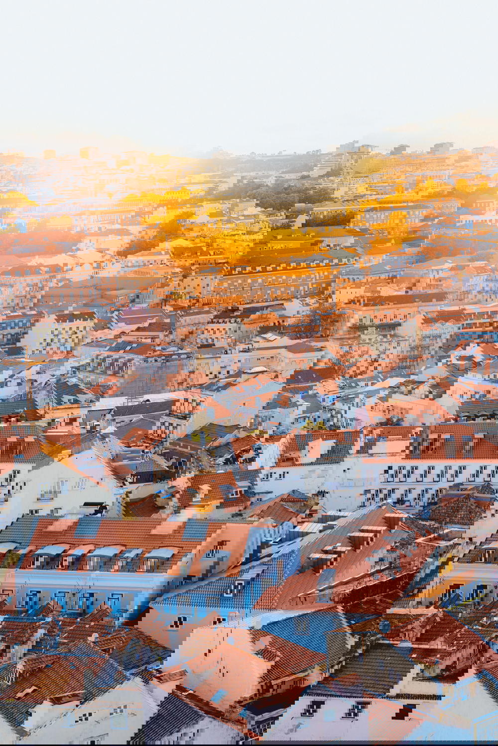 Landscape view of Lisbon, Portugal and all its red roofs