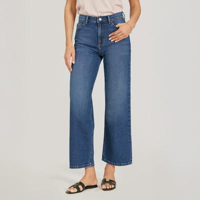 Wide Leg Cropped Stretch Travel Jeans