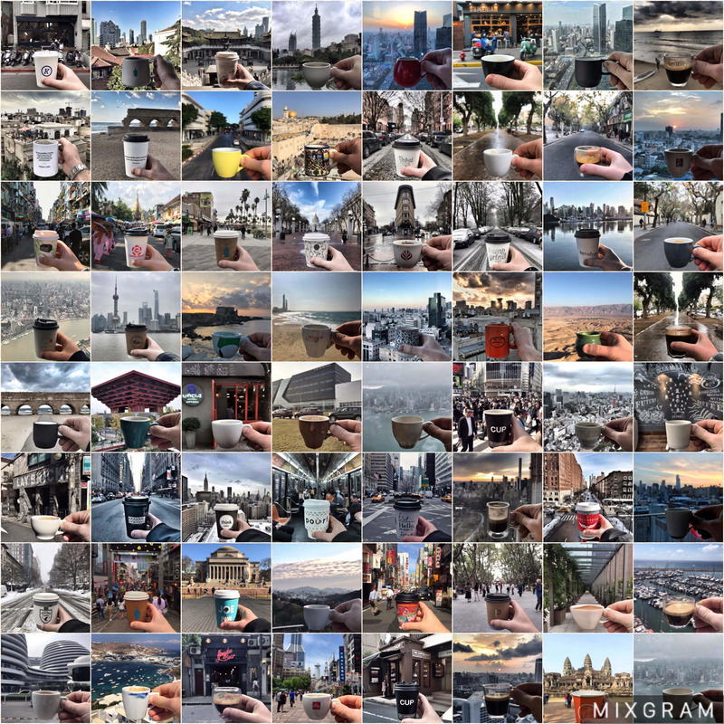 A collage of pictures of a person holding a phone.