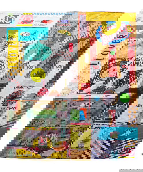 A collage of various items on a piece of paper.