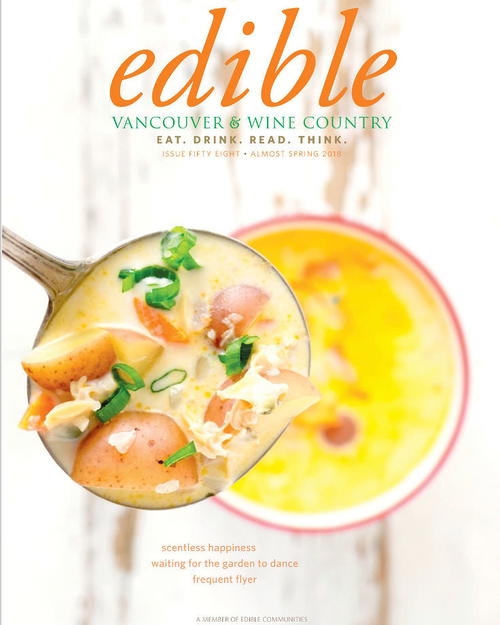What's in season? Why soup of course! I cooked, styled and photographed the clam chowder recipe for @ediblevancouver magazine's Almost Spring 2018 issue. Thanks to the whole Edible gang for the feature, makes me smile and inspires me. And thanks to my