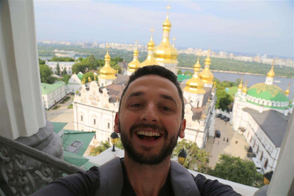 Daniel with a shot of awesome architecture in Kiev, Ukraine