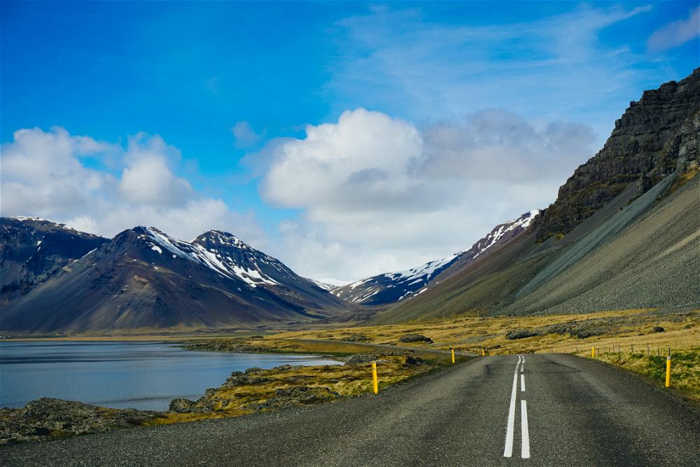 A mountain road in iceland.