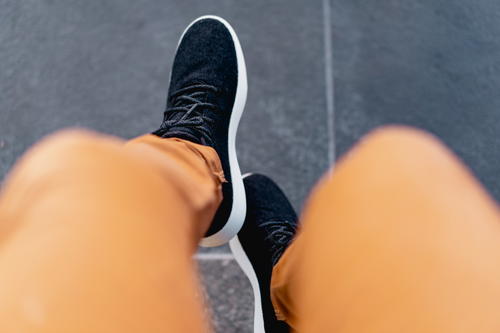 Close up of the Allbirds runner up mizzles in dark gray