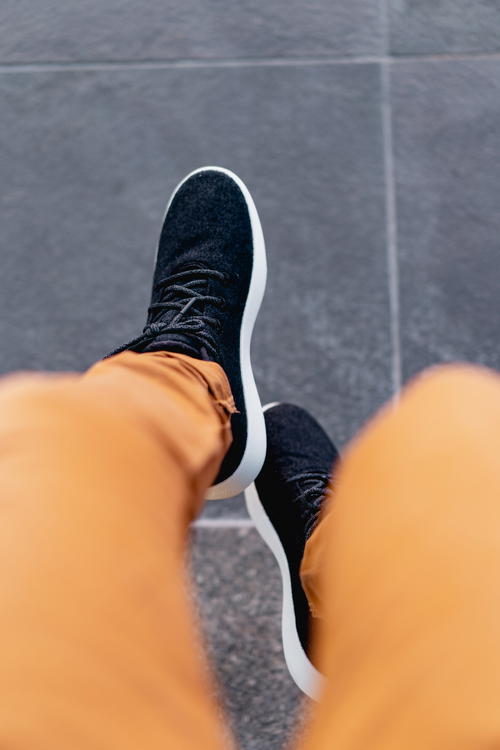 Close up of the Allbirds runner up mizzles in dark gray