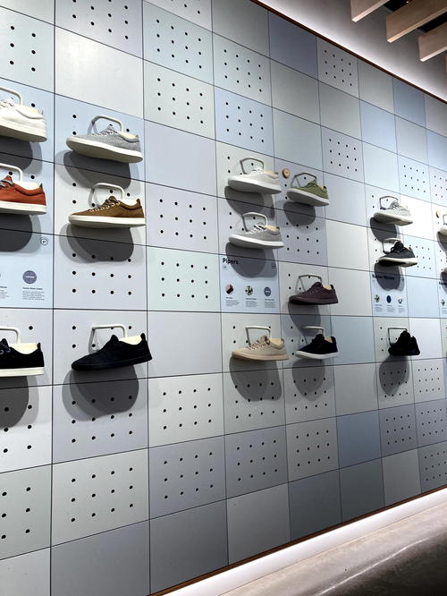 Allbirds shoe display at the Allbirds store in NYC