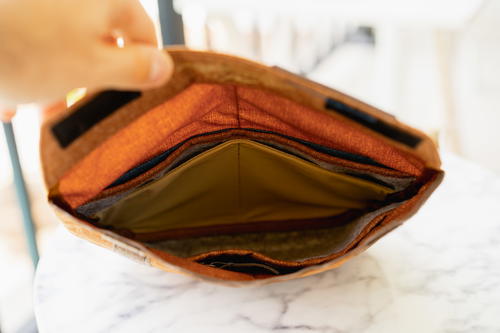 Peak Design Field Pouch open and you can see the inside pockets