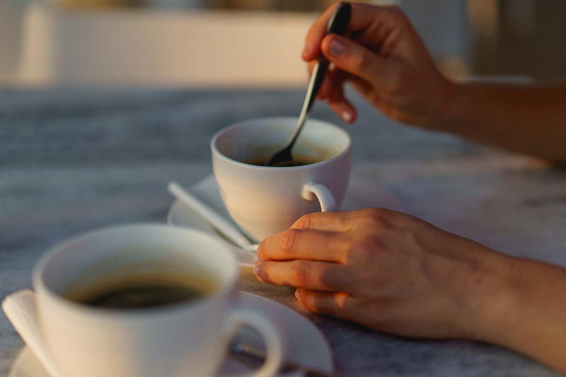 Having Dominican coffee at Waterfront Bar Playa Alicia in Sosua Dominican Republic