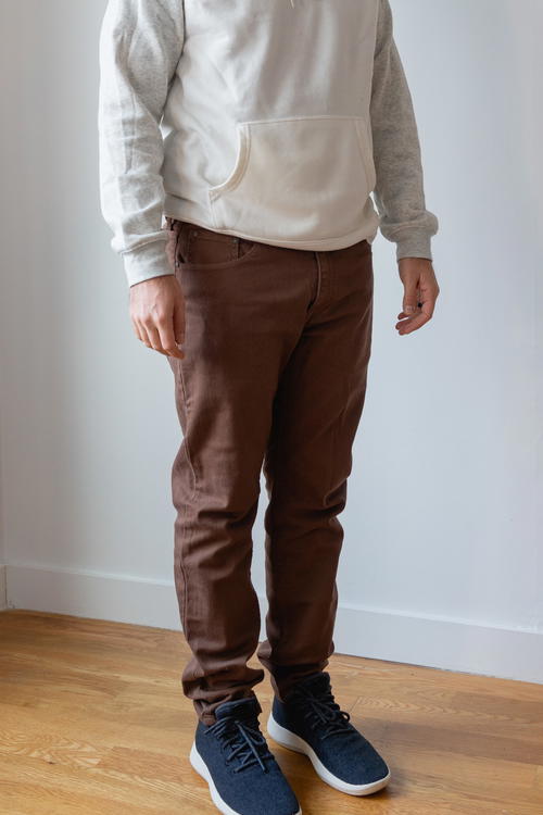 Man wearing pants from Mott & Bow