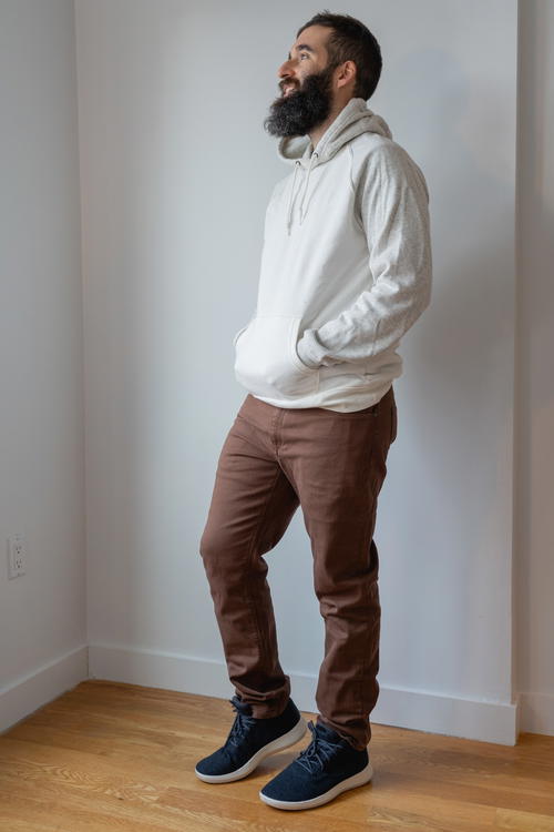 Man wearing pants from Mott & Bow