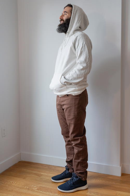 Man wearing pants from Mott & Bow