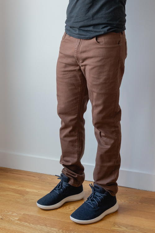 Man wearing tan pants from Mott & Bow