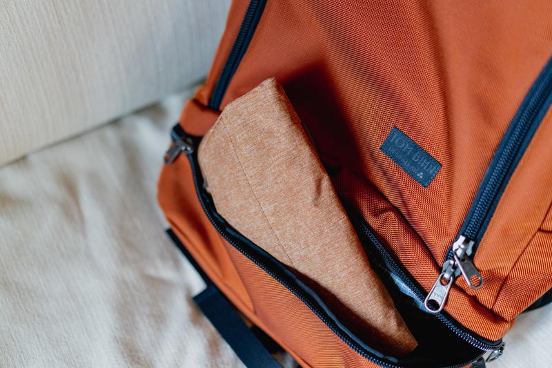 A peak design field pouch packed inside of the tom bihn techonaut