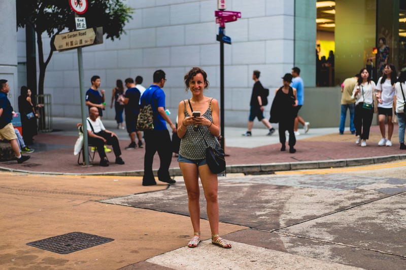 Traveling in Hong Kong Causeway Bay Wan Chai busy street tourist travel