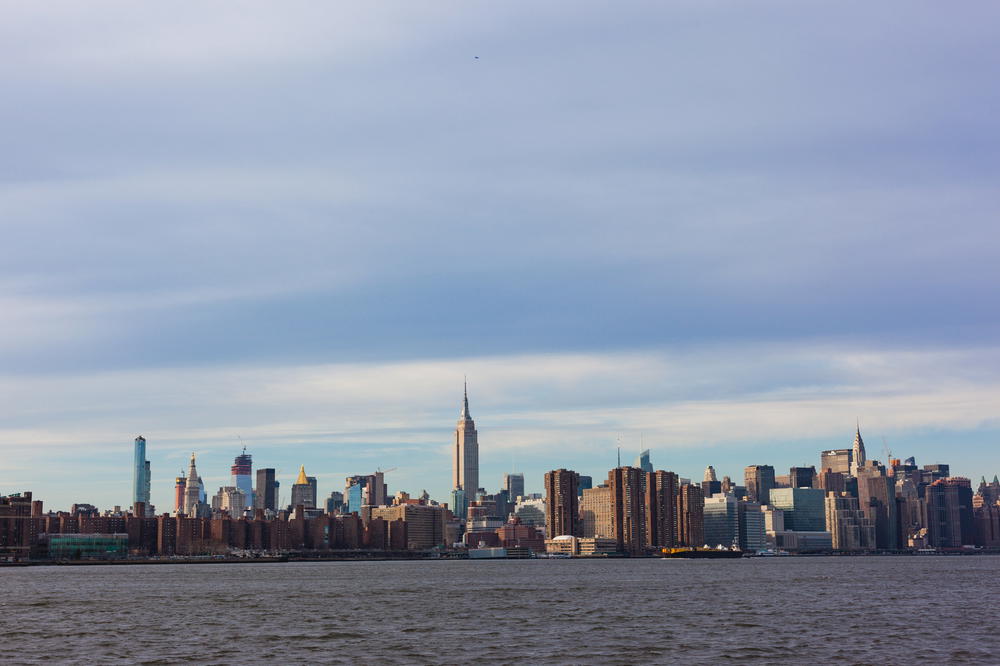 New york city skyline from the water.