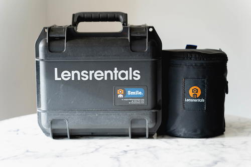 A black case with the word lensessentials on it.