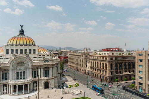 A view of the mexican city from the top of a building.