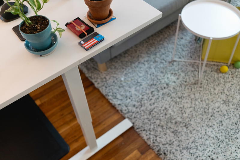 Standing desk set up in a small location