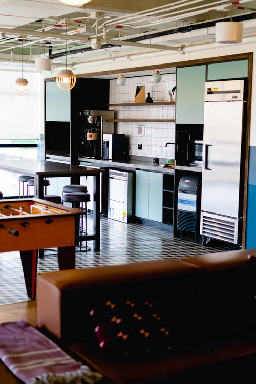 The kitchen in a WeWork in Bogota, Colombia