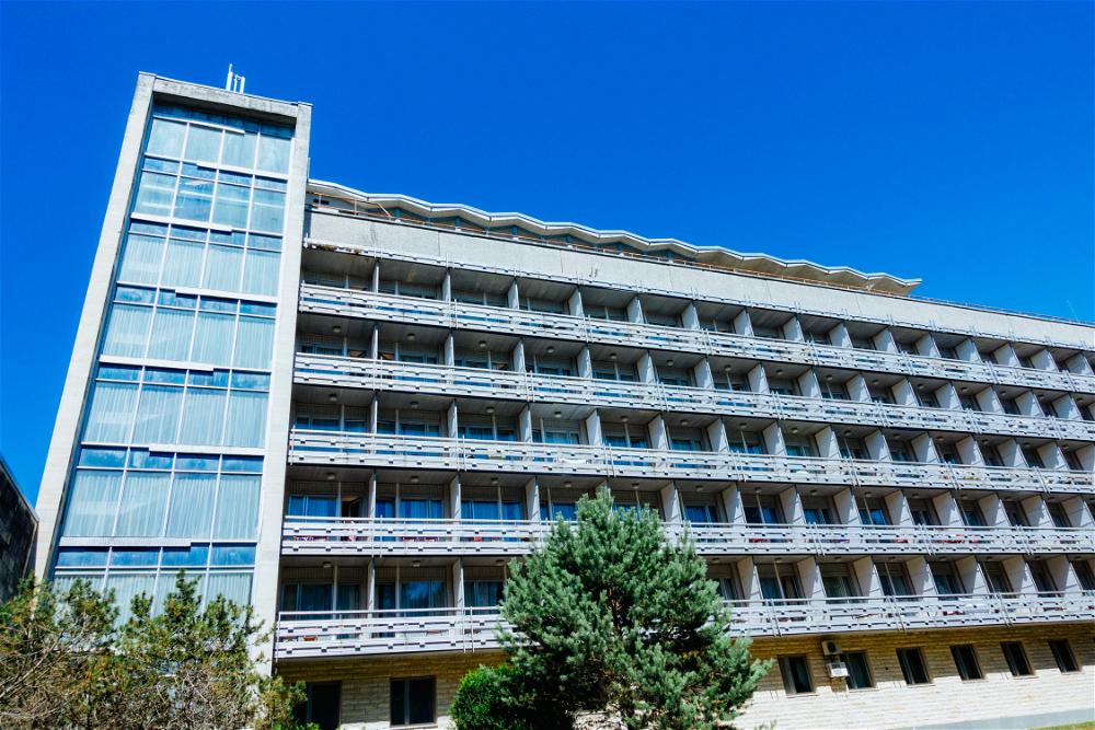 Soviet style building with rows of windows