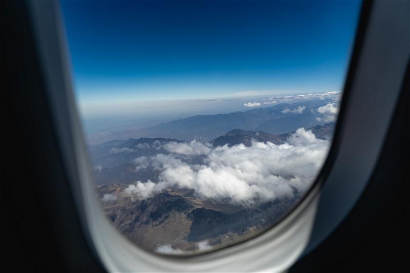 A view out of an airplane window.