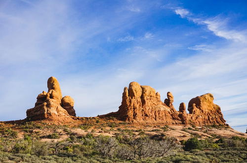 Formations of rock at a national park in Utah