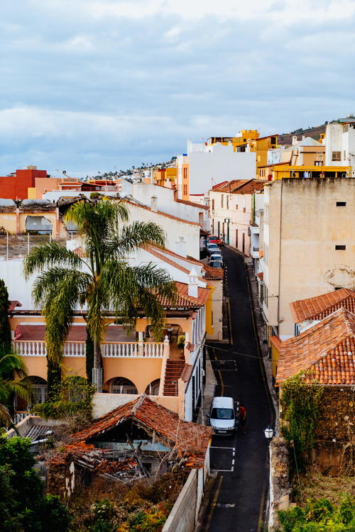 Typical historic Canarian village buildings in La Orotava Tenerife