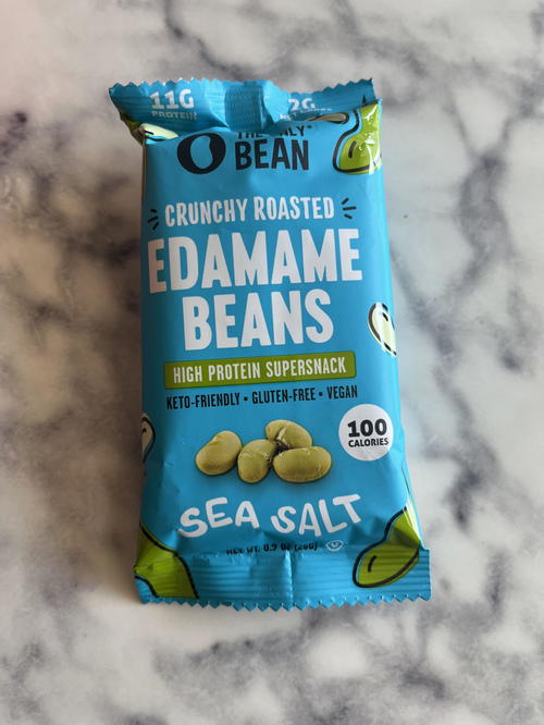 A bag of edamame beans with sea salt.