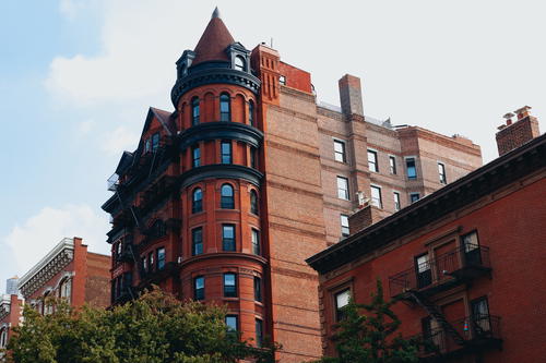 Old building best architecture at golden hour in Brooklyn Heights New York