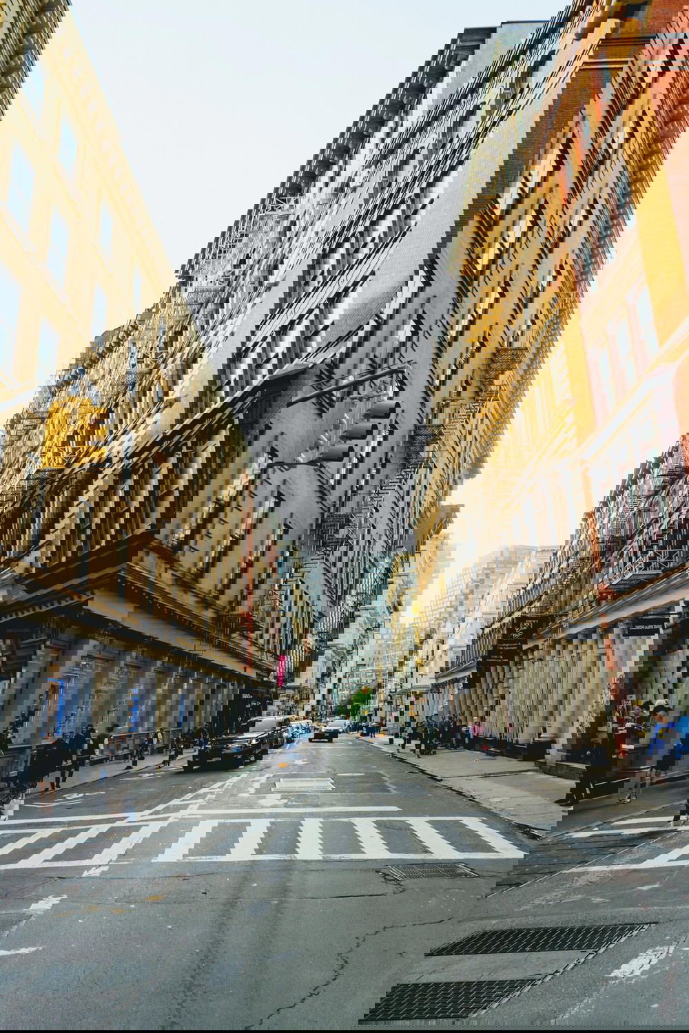 Looking at a perspective down a street in New York City