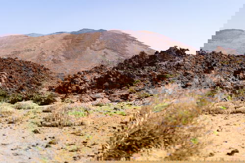 Desert mountains and landscape in el Teide National Park in Tenerife, Spain