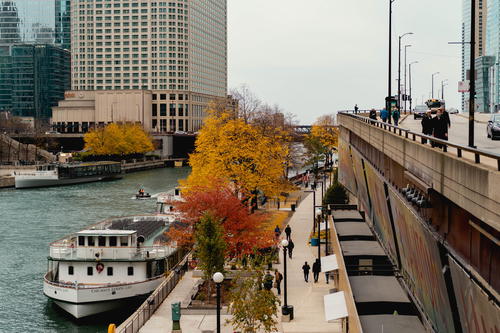 A bridge over a river.