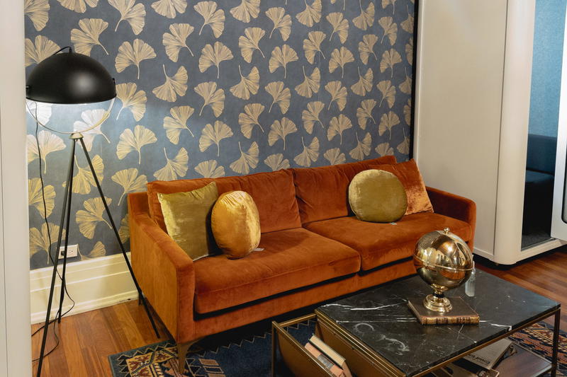 A living room in Chicago with a sofa and a coffee table.