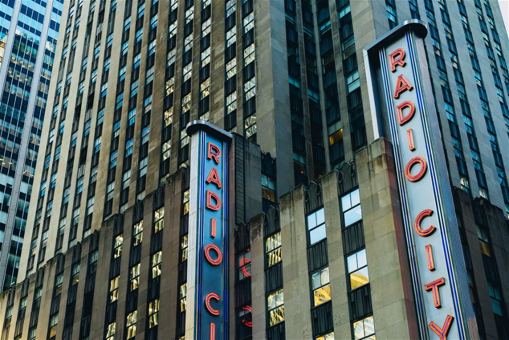 The iconic Radio City building in Times Square, NYC.