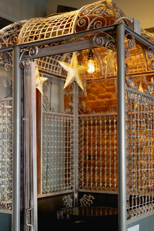 A metal gazebo with stars on it located at Hotel on North in Pittsfield, Massachusetts.
