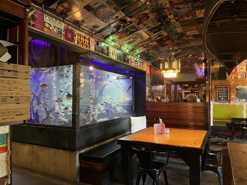 A fish tank in a restaurant located in Litchfield, Connecticut.