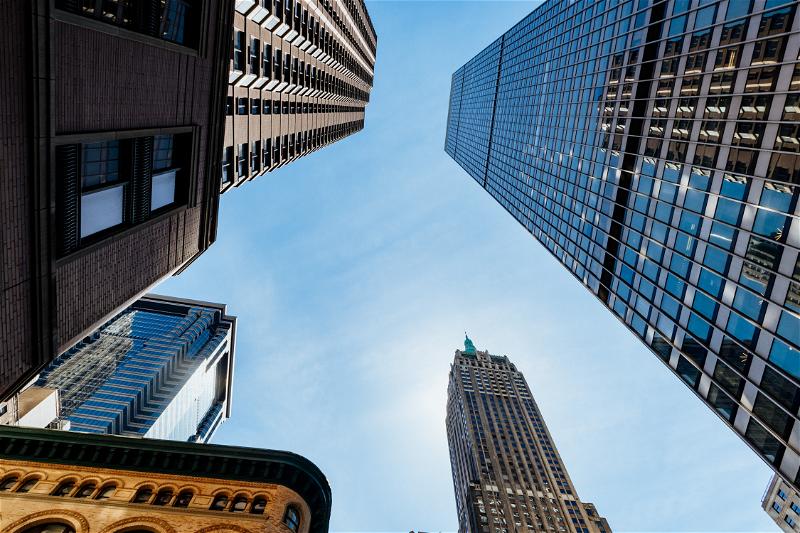 Tall buildings in the Financial DIstrict of Manhattan