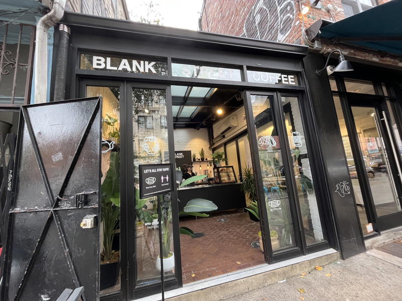 A storefront with a sign that says "Blank Street" in New York City.