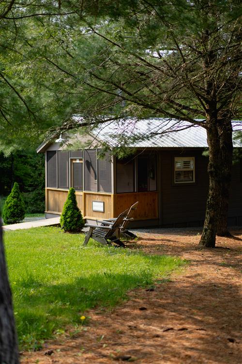 One of the vacation cabins at Antrim Streamside in Livingston Manor, the Catskills