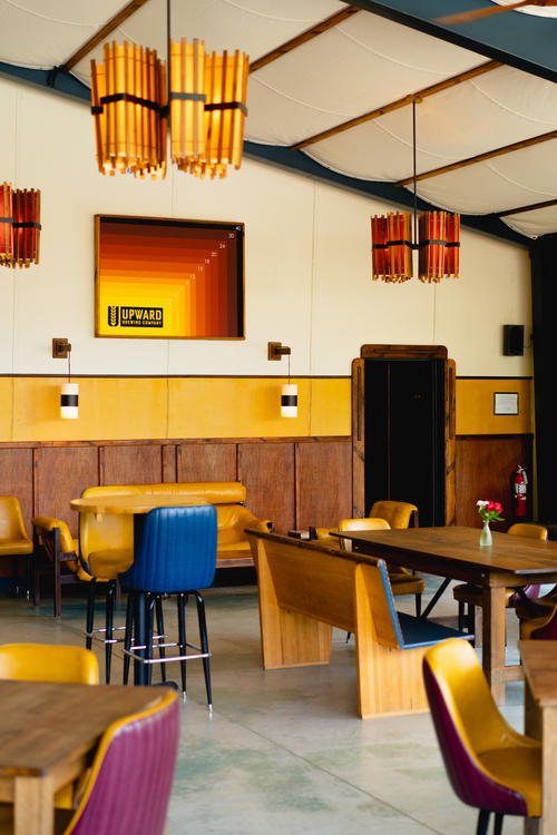 Interior dining room at Upward Brewing Company brewery in Livingston Manor NY